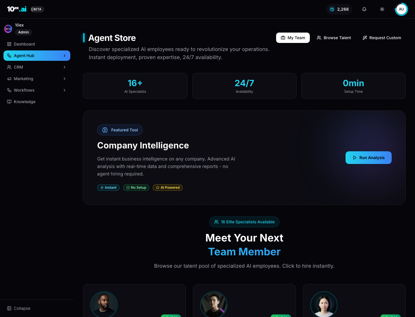 Dante card on the Agent Store grid alongside other content agents