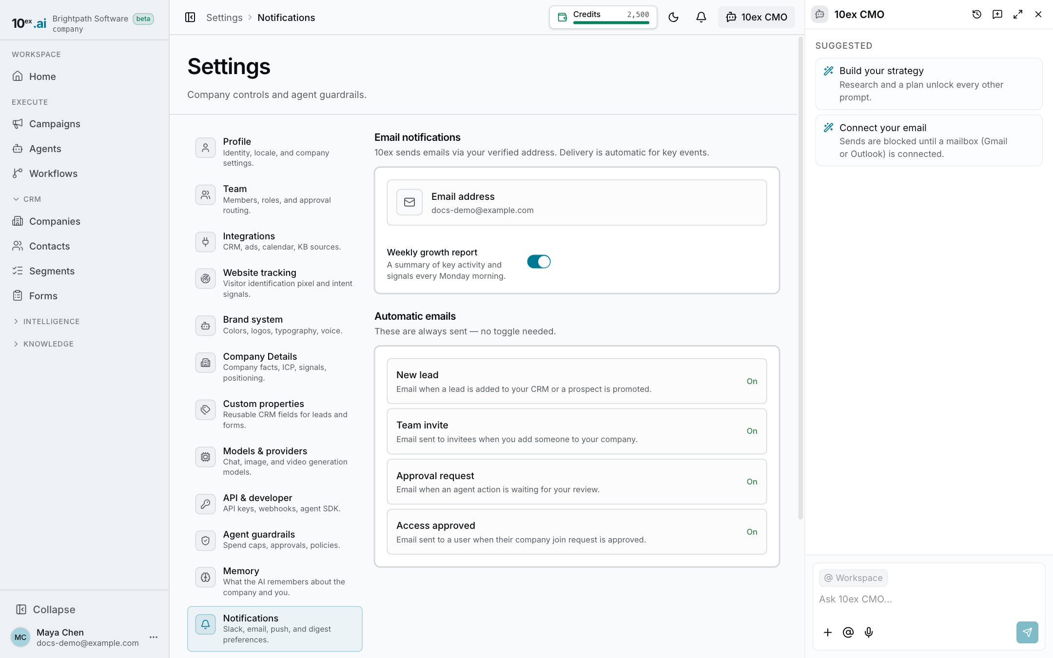 Settings, Notifications